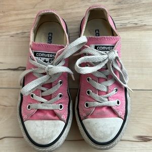 Converse Girls Size 11. Pink Lace Up Low Tops. So cute. Worn but lots of life